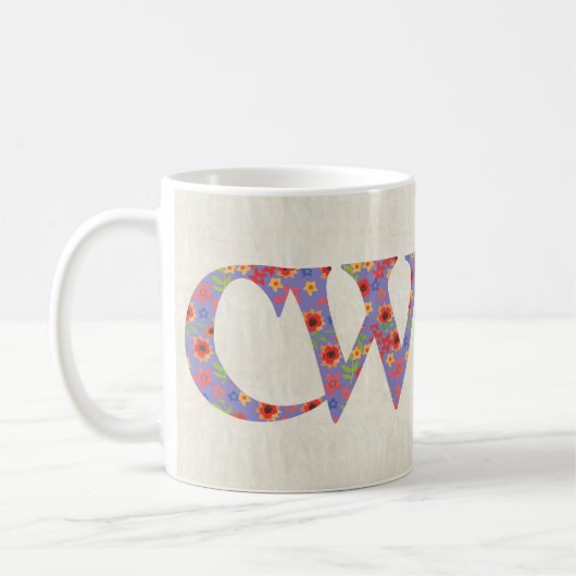 Fun Coffee Mok, Welsh Floral Cwtch Slogan Koffiemok (Links)