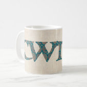 Fun Coffee Mok, Welsh Paisley Cwtch Slogan, Koffiemok (Voorkant links)