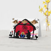 FUN COLLAGE NATIVITY CHRISTMAS Wenskaart Kaart (Gele Bloem)