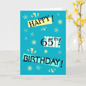 Fun Color Block 65th Birthday Wenskaart Kaart (Gele Bloem)