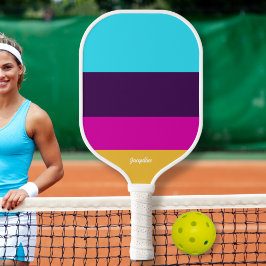 Fun Color Block Stripes Personated Text Name Pickleball Paddle