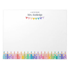 Fun Colored Pencils Note From School Teacher Notitieblok