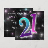 Fun & colorful 21st Birthday Party Invitation Kaart (Voorkant / Achterkant)