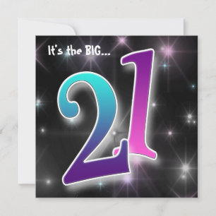 Fun & colorful 21st Birthday Party Invitation Kaart