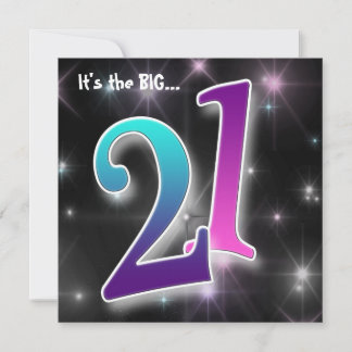 Fun & colorful 21st Birthday Party Invitation Kaart