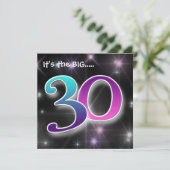 Fun & Colorful 30th Birthday Party Invitation Kaart (Staand voorkant)