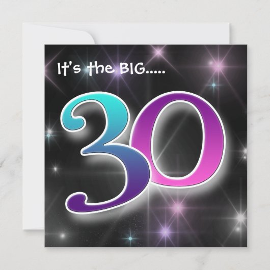 Fun & Colorful 30th Birthday Party Invitation Kaart (Voorkant)