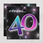 Fun & Colorful 40th Birthday Party Invitation Kaart (Voorkant / Achterkant)