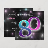 Fun & Colorful 80th Birthday Party Invitation Kaart (Voorkant / Achterkant)