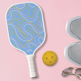 Fun Colorful Abstract Doodle Lines Aangepaste teks Pickleball Paddle