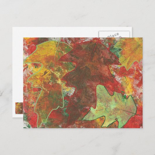 Fun Colorful Abstract herfst eik laat Briefkaarten (Voorkant / Achterkant)