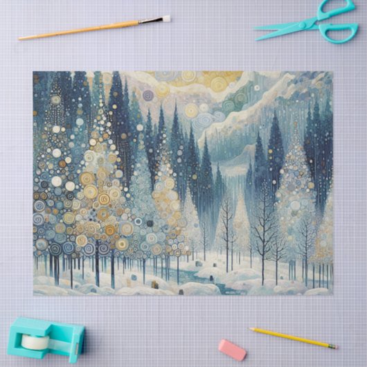 Fun Colorful Abstract Winter Wonderland Art Tissuepapier (Craft)