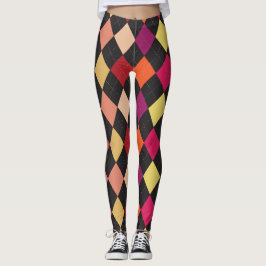 Fun Colorful Argyle Pattern-Leggings Leggings