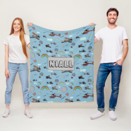 Fun Colorful Aviation Fleece Deken