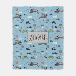 Fun Colorful Aviation Fleece Deken