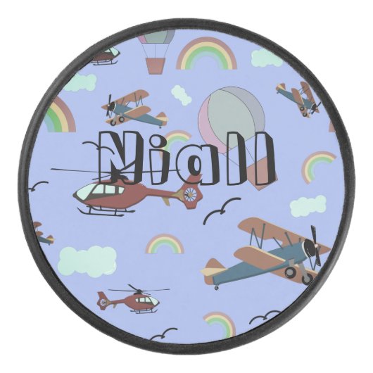 Fun Colorful Aviation Hockey Puck (Voorkant)