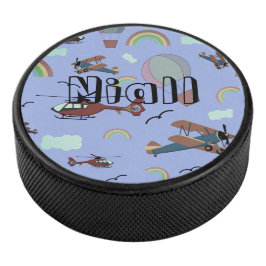 Fun Colorful Aviation Hockey Puck