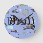 Fun Colorful Aviation Ronde Klok (Voorkant)