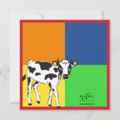 Fun Colorful Baby Cow Fotouitnodiging Kaart (Achterkant)
