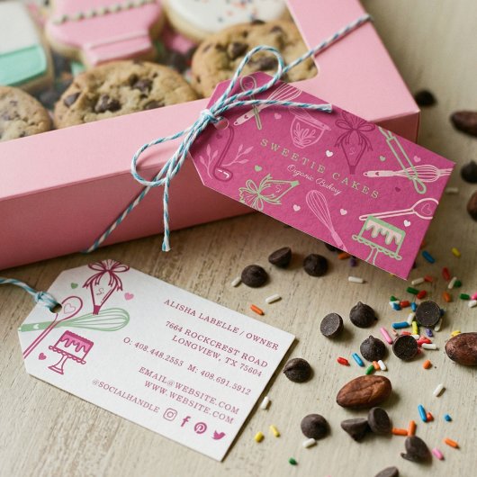 Fun Colorful Baking & Cooking Utensile Roze Cadeaulabel