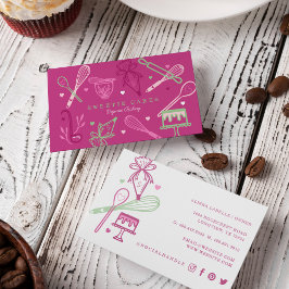 Fun Colorful Baking & Cooking Utensile Roze Visitekaartje