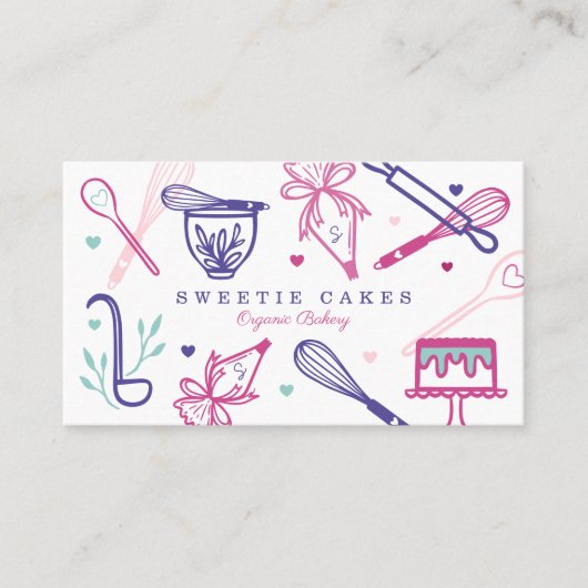 Fun Colorful Baking & Cooking Utile White Visitekaartje (Voorkant)