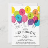 Fun Colorful Balloon Birthday Party Invitation Kaart (Voorkant)
