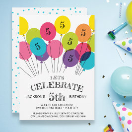 Fun Colorful Balloon Birthday Party Invitation Kaart