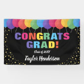 Fun Colorful Balloons Gold Confetti Afstuderen Spandoek (Horizontaal)