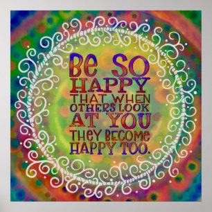 Fun Colorful "Be Happy"-Inspirerend klaslokaal Poster