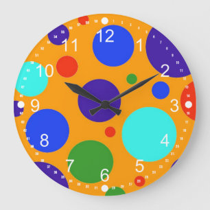 Fun Colorful Big Polka Dots Blue Oranje Green Grote Klok