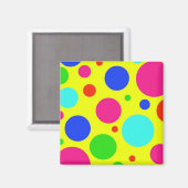 Fun Colorful Big Polka Dots on Yellow Magneet (Voorkant / Achterkant)