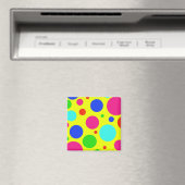 Fun Colorful Big Polka Dots on Yellow Magneet (Insitu (Vaatwasser))
