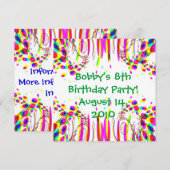 Fun Colorful Birthday Party! Uitnodiging (Voorkant / Achterkant)