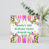 Fun Colorful Birthday Party! Uitnodiging (Staand voorkant)