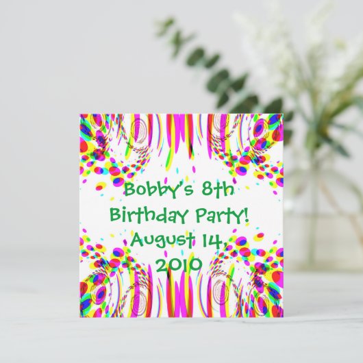 Fun Colorful Birthday Party! Uitnodiging (Staand voorkant)