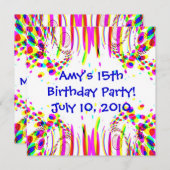 Fun Colorful Birthday Party! Uitnodiging (Voorkant / Achterkant)