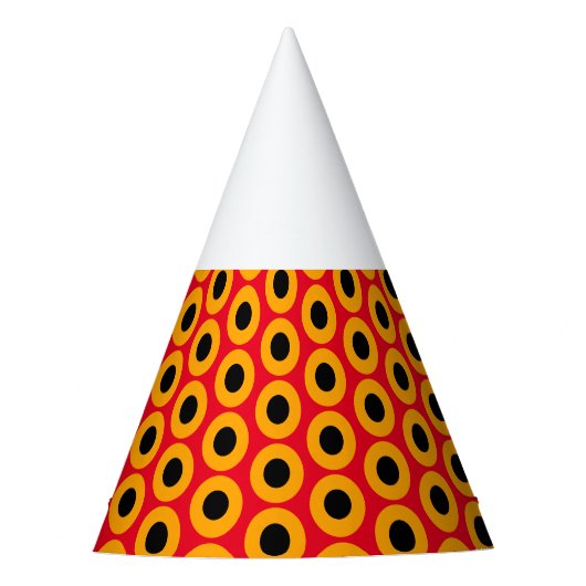 Fun Colorful Black Yellow Red Concentric Circles Feesthoedjes (Voorkant)