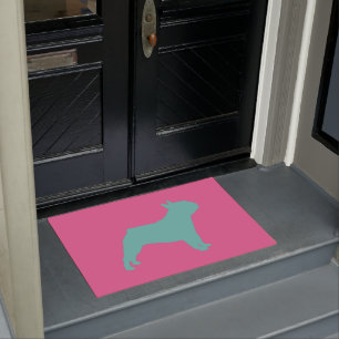 Fun Colorful Bright Pink en Green French Bulldog Deurmat