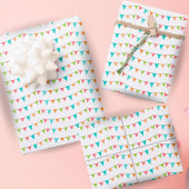 Fun Colorful Bunting Flags Birthday Inpakpapier Vel