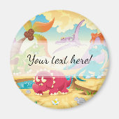 Fun Colorful Cartoon Dinosaurs Magneet (Voorkant)