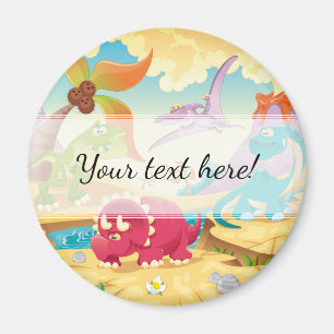Fun Colorful Cartoon Dinosaurs Magneet