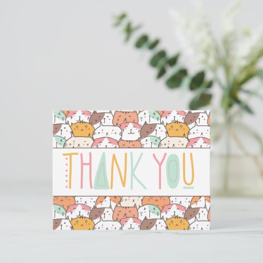 Fun Colorful Cat Hartelijk dank Briefkaart (Staand voorkant)