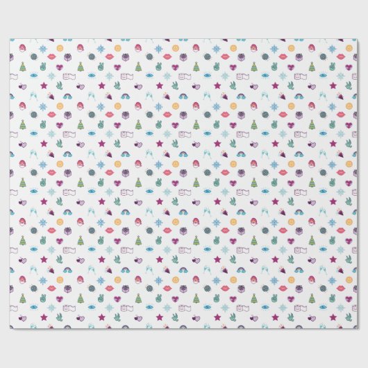 Fun Colorful & Cheerful Kerstemoji Pattern Cadeaupapier (Vlak)
