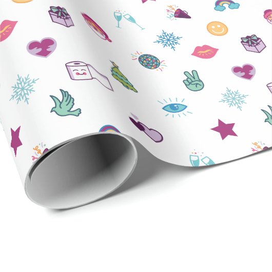Fun Colorful & Cheerful Kerstemoji Pattern Cadeaupapier (Rol Hoek)