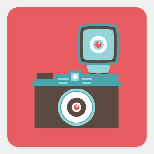 Fun Colorful Diana Lomo Camera Fotograaf Vierkante Sticker (Voorkant)