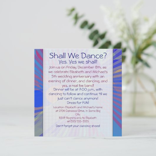 Fun Colorful Dinner Dance Jubileum Kaart (Staand voorkant)