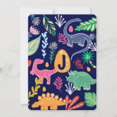 Fun Colorful Dinosaur Birthday Party Invitation Kaart (Achterkant)