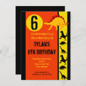 Fun Colorful Dinosaur Birthday Party Invitations Kaart (Voorkant / Achterkant)