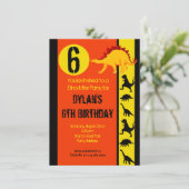Fun Colorful Dinosaur Birthday Party Invitations Kaart (Staand voorkant)